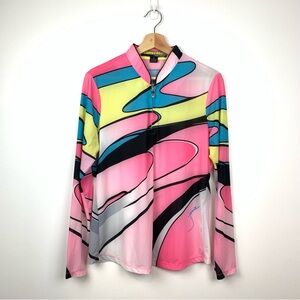 Sunsense Jamie Sadock Shirt Womens Medium 1/4 Zip Golf Top Long Sleeve Abstract